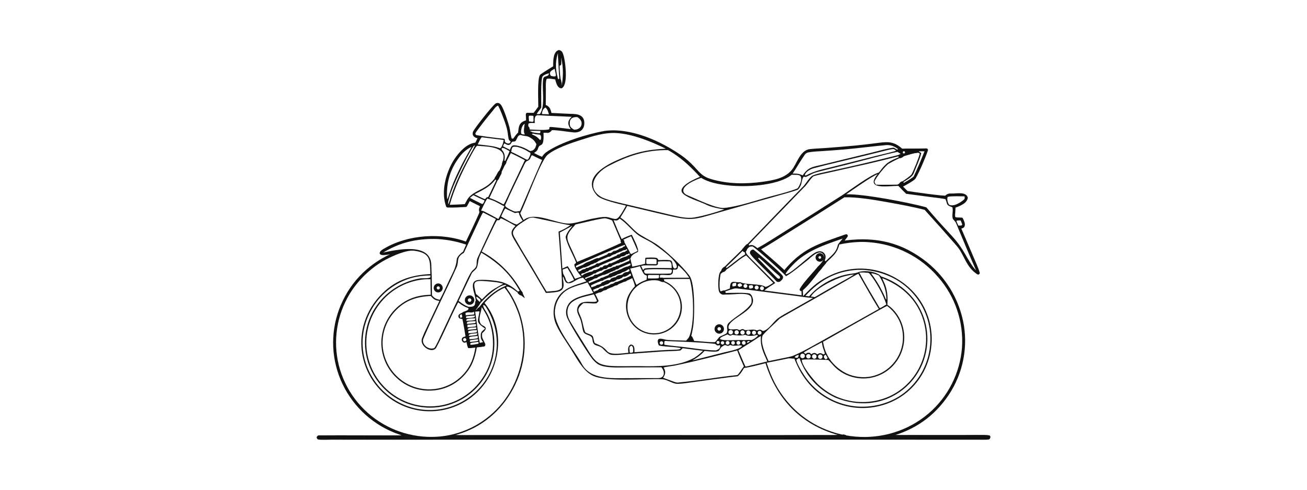 Strichzeichnung eines Motorrads von der Seite